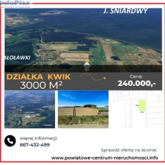 Działka o powierzchni 3000 m² w miejscowości Kwik w gminie Pisz .