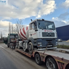 Transport niskopodwoziowy maszyn rolniczych budowlanych koparek kombajnów ponadgabarytowy ponadnormatywny ciężki specjalistyczny niskopodłogowy laweta