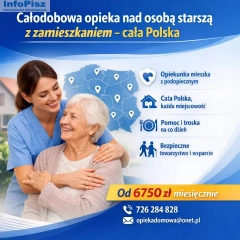 Stała opieka nad seniorem z zamieszkaniem opiekunki
