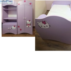 Sprzedam komplet mebli dziecięcych Hello Kitty- łóżko z materacem, szafa i regał
