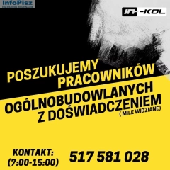 IN-KOL poszukuje pracowników ogólnobudowlanych do pracy przy realizacji różnorodnych inwestycji budo
