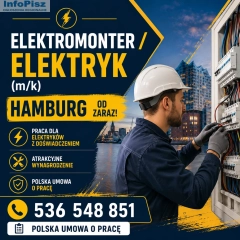 Elektromonter / Elektryk (m/k) Hamburg od zaraz, polska umowa!