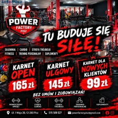 Siłownia Power Factory Pisz - bez umów i zobowiązań 