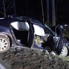 W sylwestrową noc nietrzeźwy kierowca zjechał do przydrożnego rowu i uderzył w drzewo